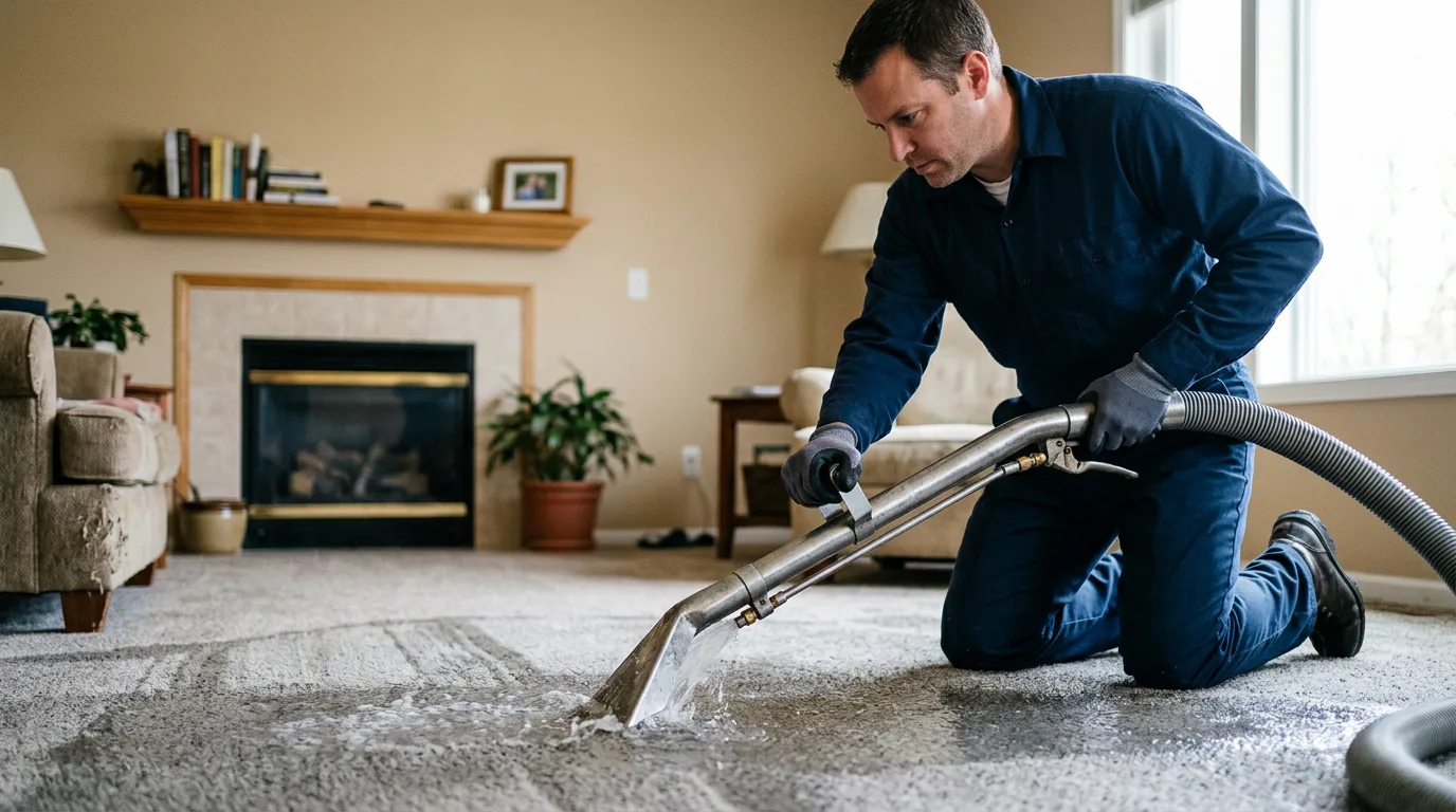 Water damage restoration technician working near Dunlow, WV